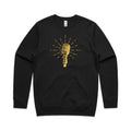 Retro Microphone AS Colour Stencil Crew Sweatshirt Unisex Black Sweatshirt Music Printed In Australia Retro