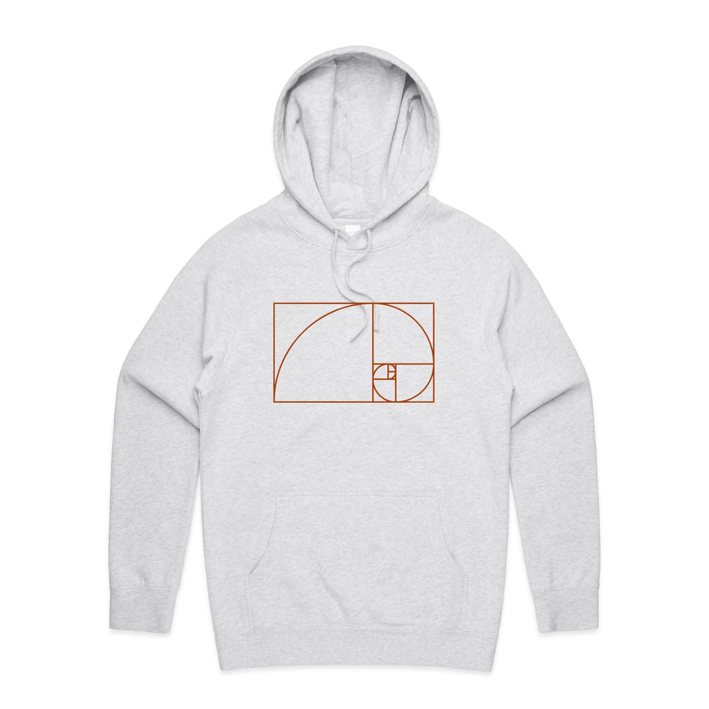 Fibonacci - Mens Hoodie White Marle Mens Hoodie Maths Printed In Australia Science