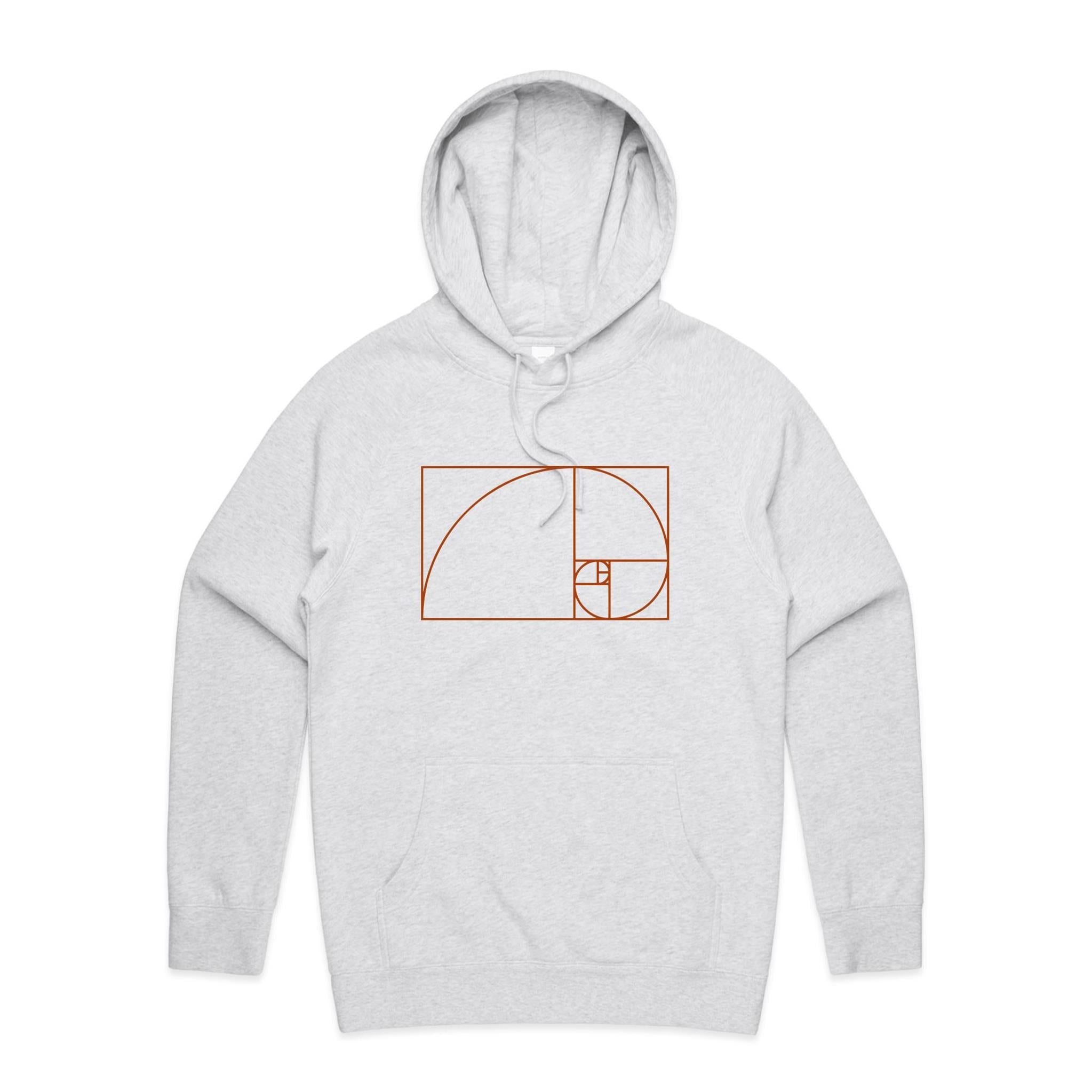 Fibonacci - Mens Hoodie White Marle Mens Hoodie Maths Printed In Australia Science