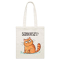 Cat Seriously Parcel Canvas Tote Bag Default Title Small Tote Bag animal Printed In Australia