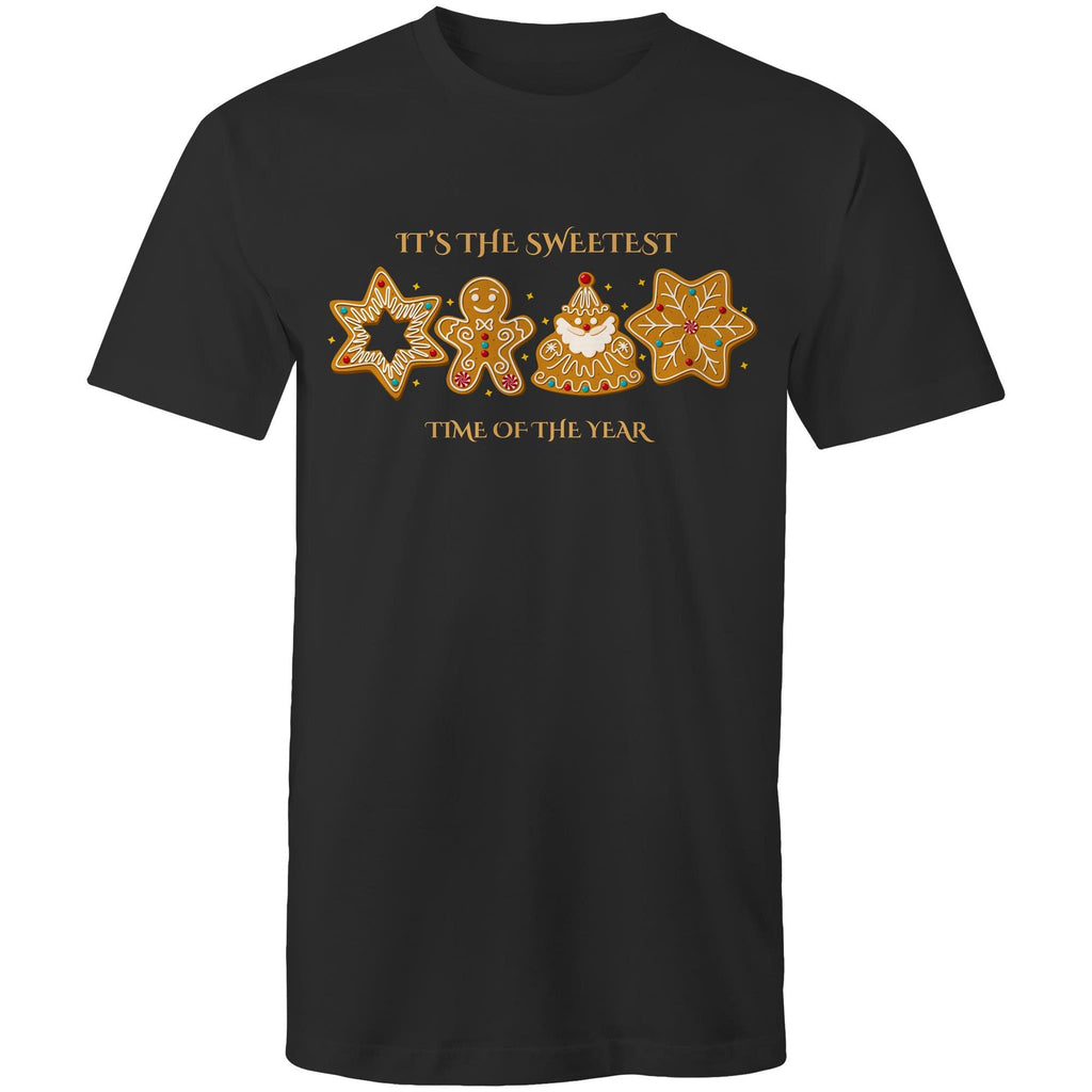 Gingerbread, It's The Sweetest Time Of The Year, Christmas - Mens T-Shirt Black Mens Christmas T-shirt Christmas Printed In Australia