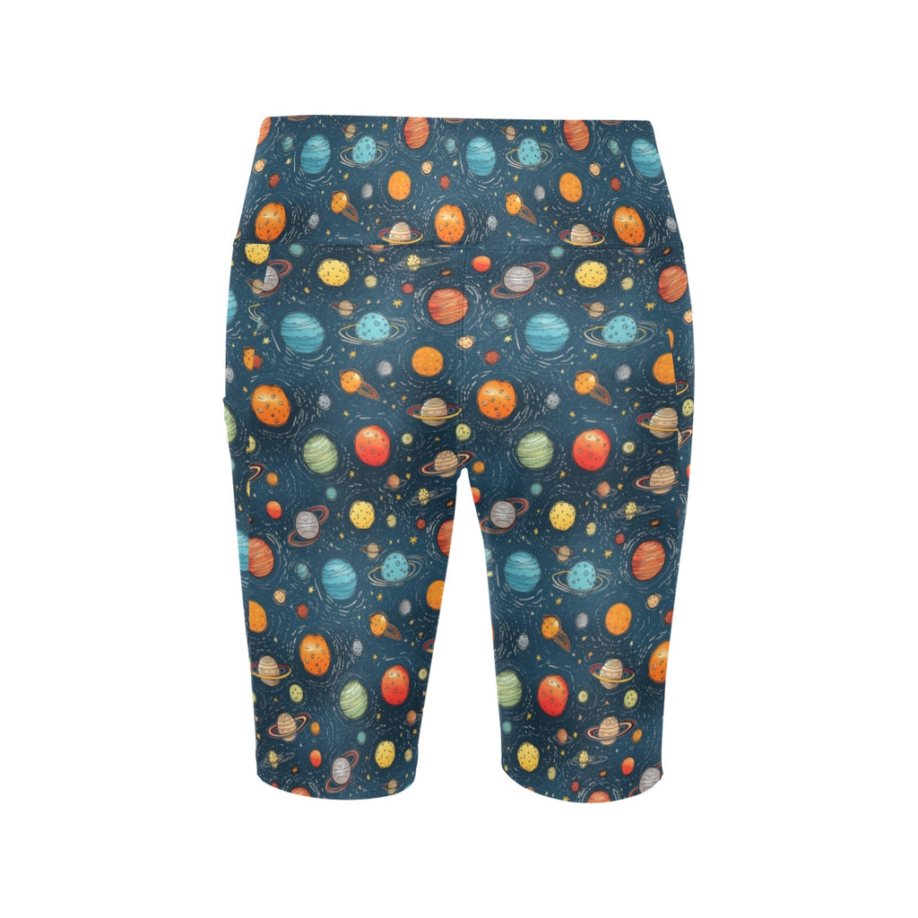 Galaxy Women's Bike Shorts With Side Pockets Women's Bike Shorts Printed Offshore Space