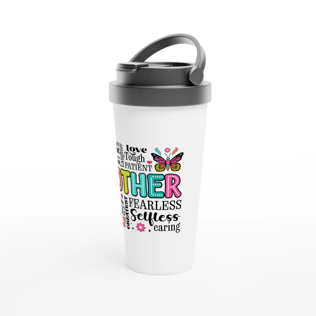 Mother Word Cloud - White 15oz Stainless Steel Travel Mug Travel Mug Globally Fulfilled Mum