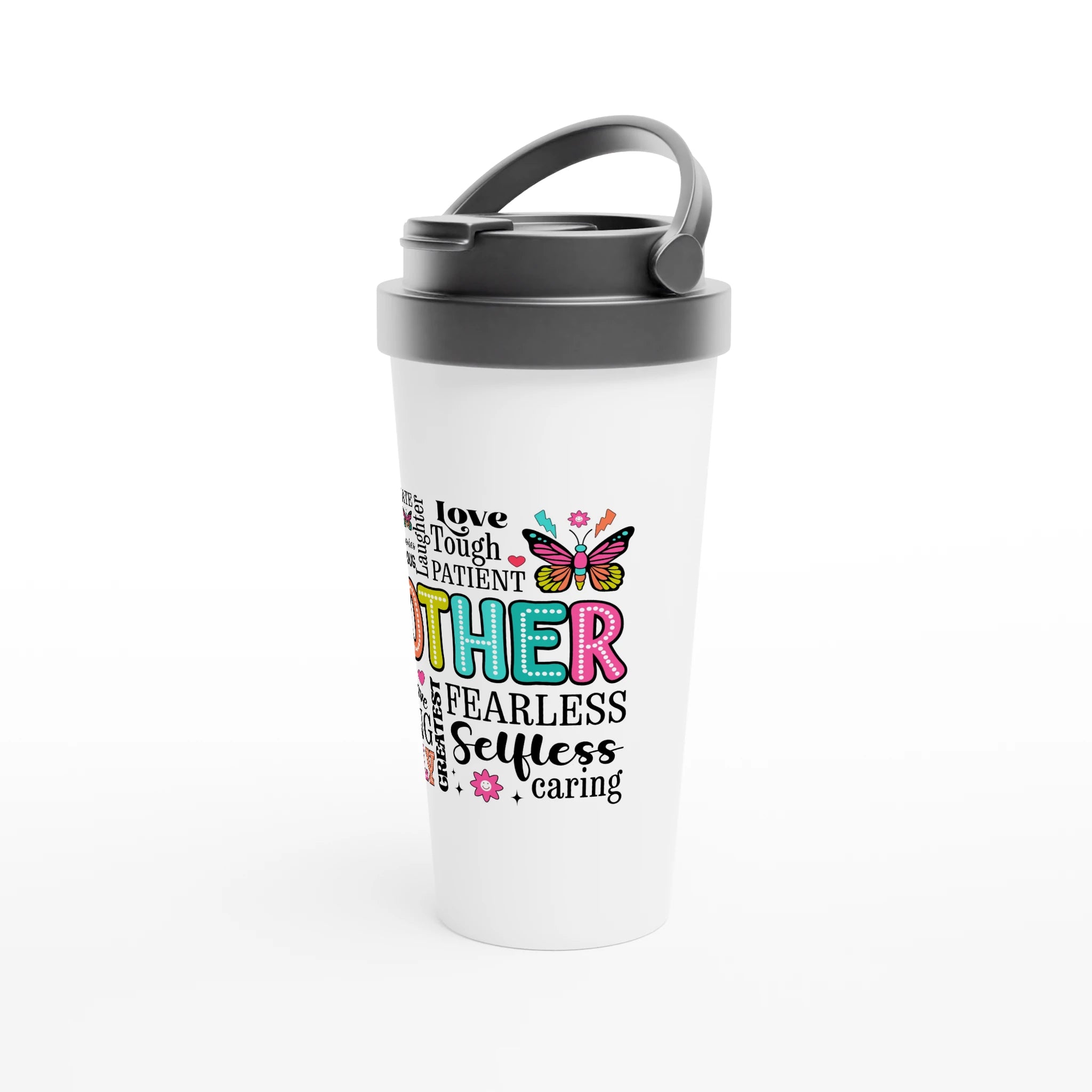 Mother Word Cloud - White 15oz Stainless Steel Travel Mug Travel Mug Globally Fulfilled Mum