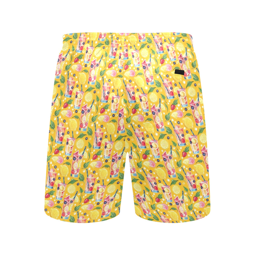 Tropical Fruit Drink Men's Mid-Length Beach Shorts Men's Mid-Length Beach Shorts Food Printed Offshore