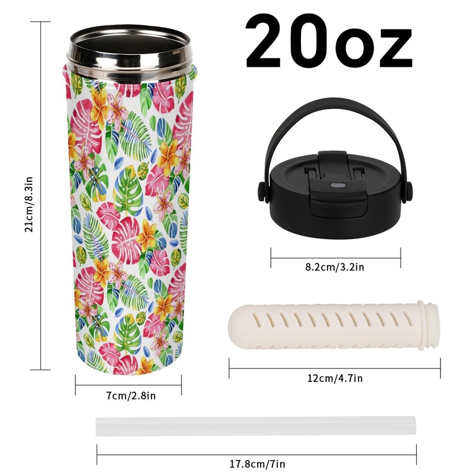 Bright Painted Tropical 20oz Tea Tumbler with Carry Handle