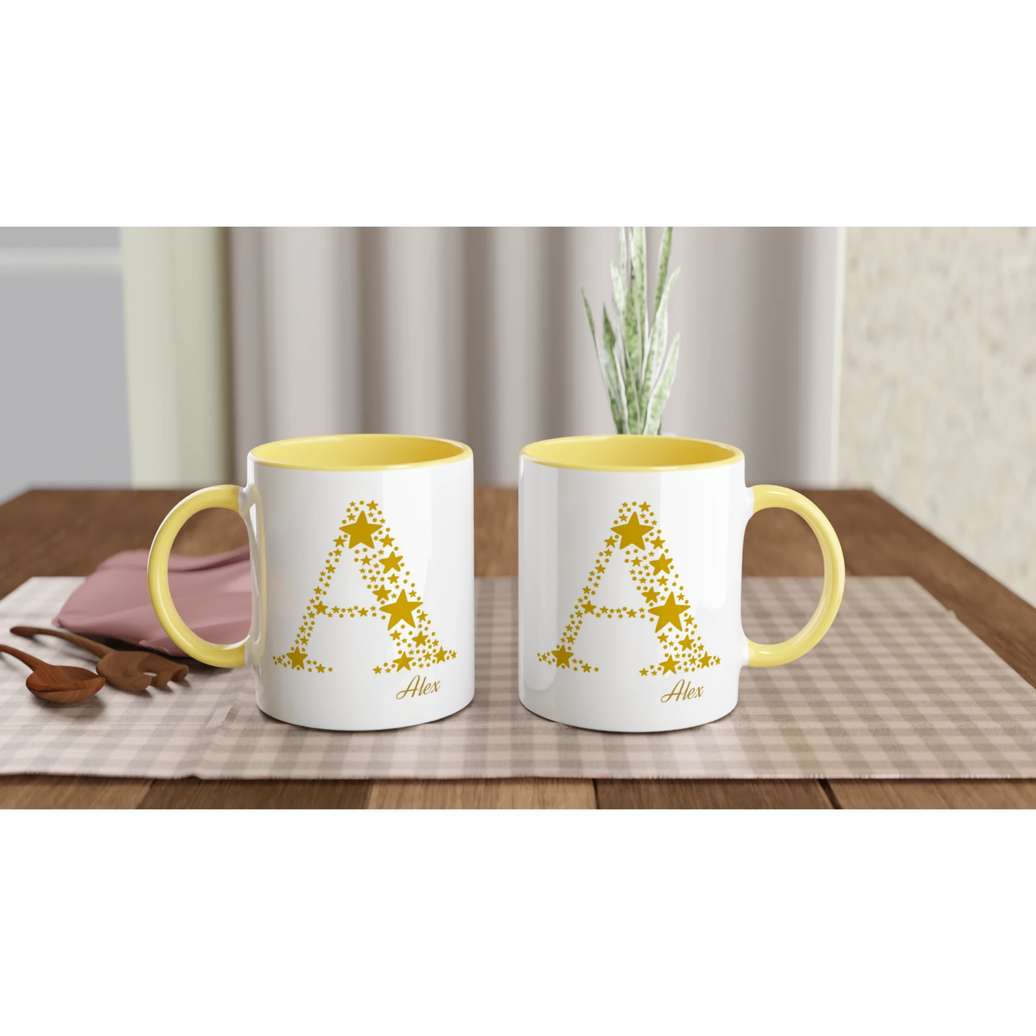 Personalised - Star Initials - 11oz Ceramic Mug, Customise, Personalise, Name, Initial Personalised 11oz Mug