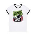 Astronaut, Anywhere But Here - Women's Ringer Tee White Black Womens Ringer T-shirt Printed In Australia Space