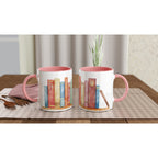 Books - White 11oz Ceramic Mug with Colour Inside Colour 11oz Mug Globally Fulfilled Reading