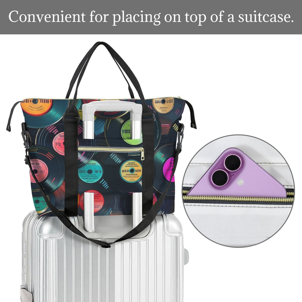 Retro Vinyl Records Duffle Bag-Simple (Model 1715) Duffle Bag-Simple (1715)