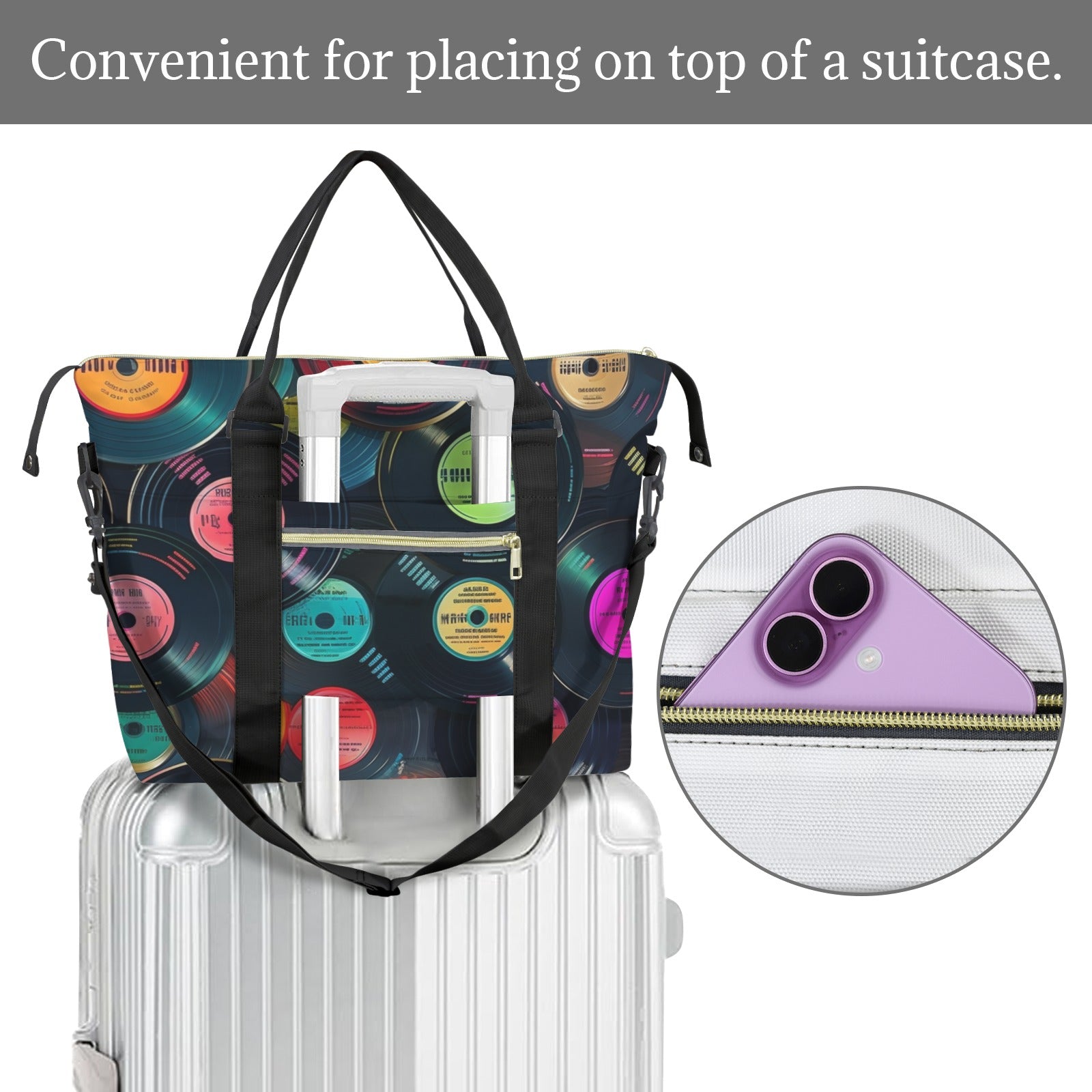 Retro Vinyl Records Duffle Bag-Simple (Model 1715) Duffle Bag-Simple (1715)