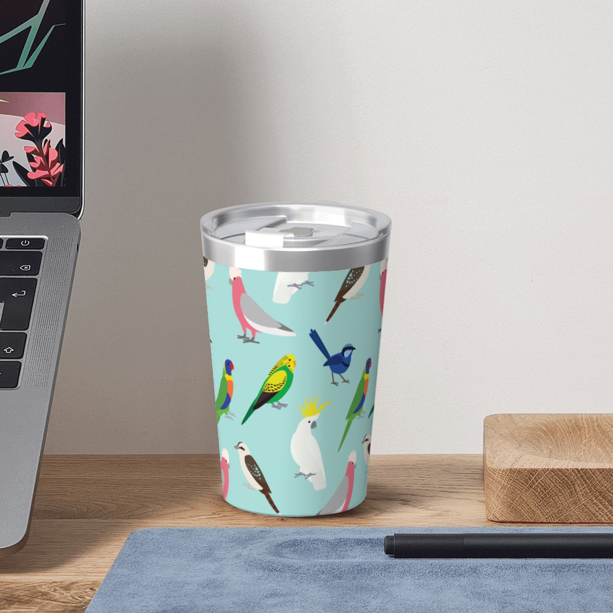 Australian Birds Small Stainless Steel Travel Mug Cup 12oz/350ml