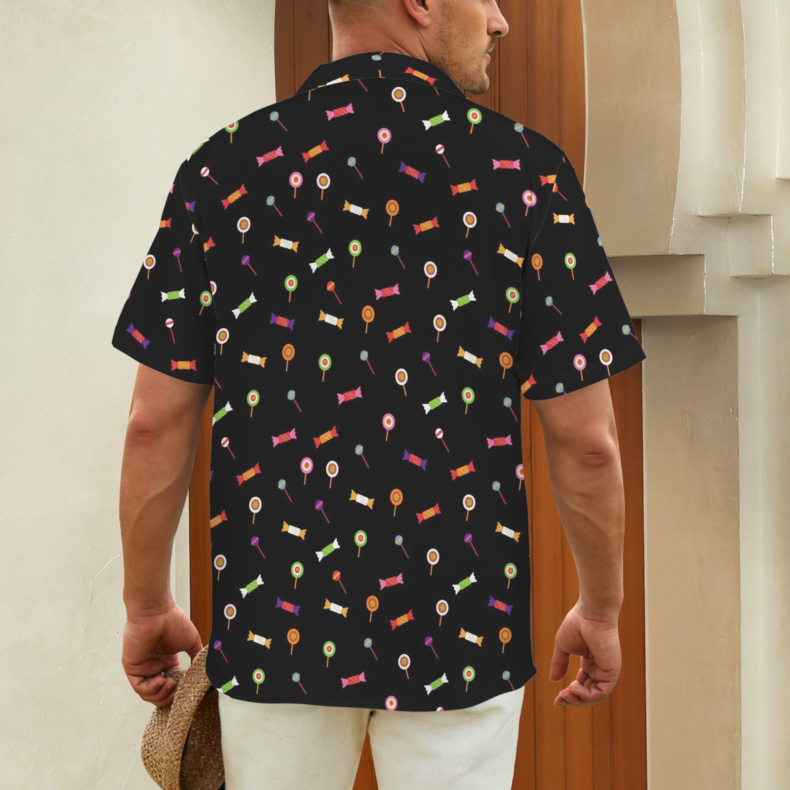 Candy Men's Short Sleeve Hawaiian Shirt Men's Hawaiian Shirt (New) Food Printed Offshore