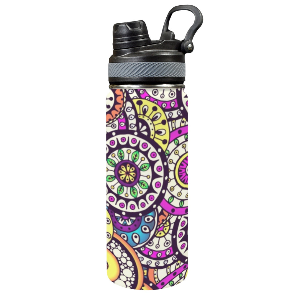 Circle Flowers - Insulated Water Bottle with Dual-Use Lid (18oz) One Size Insulated Water Bottle with Dual-Use Lid (18oz) Printed Offshore