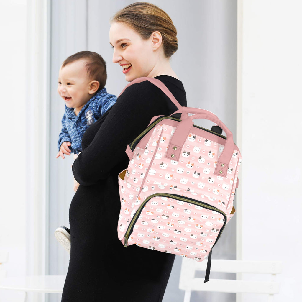 Pink Cats Multi-Function Backpack, Nappy / Diaper Bag Multi-function Backpack, Nappy / Diaper Bag animal Printed Offshore