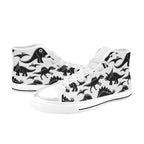 Black And White Dinosaurs - Men's High Top Canvas Shoes