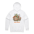 Stay Weird, Guitar Playing Frog On A Snail Men's AS Colour Hoodie White Mens Hoodie animal Music Printed In Australia