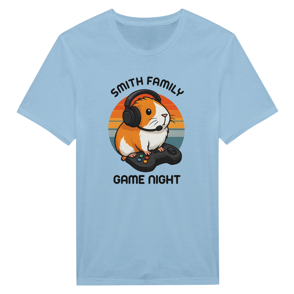 Family Game Night - Personalised T-shirt Light Blue 3XL Personalised T-shirt customise Games Globally Fulfilled personalise