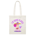 I'm Going Places, Pink UFO - Parcel Canvas Tote Bag Default Title Small Tote Bag Printed In Australia Sci Fi