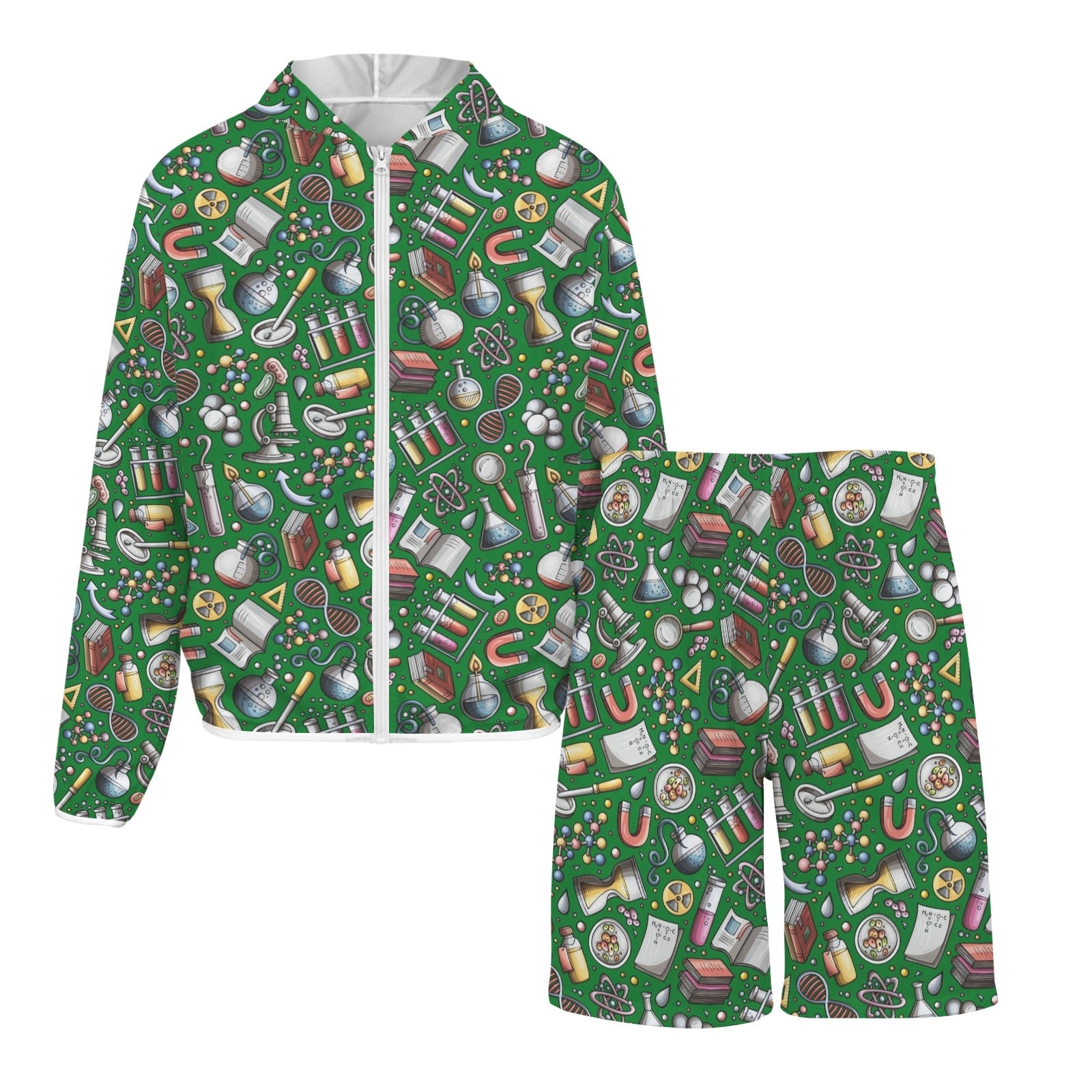 Science Love Men's Lightweight Sun Hoodie & Shorts Set Men's Lightweight Sun Hoodie & Shorts Printed Offshore Science