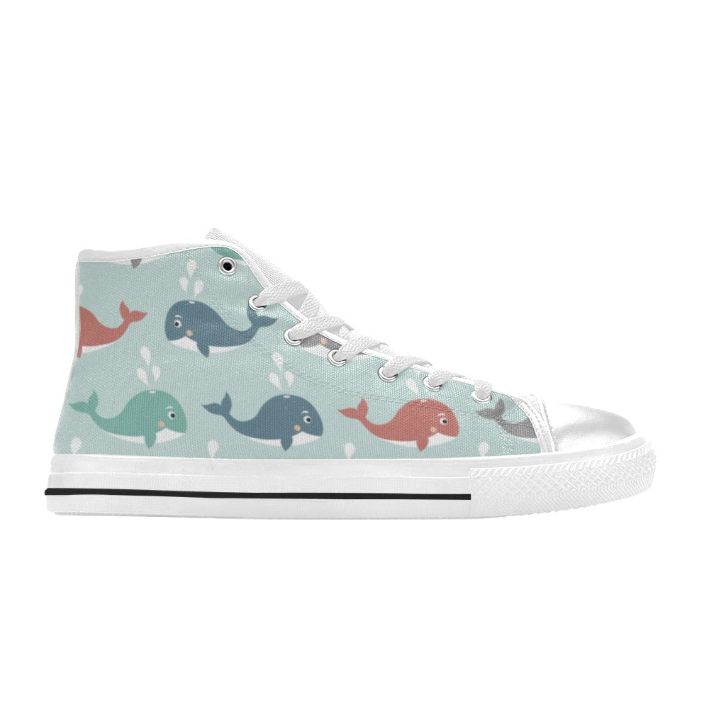 Cute Whales Kids High Top Canvas Shoes