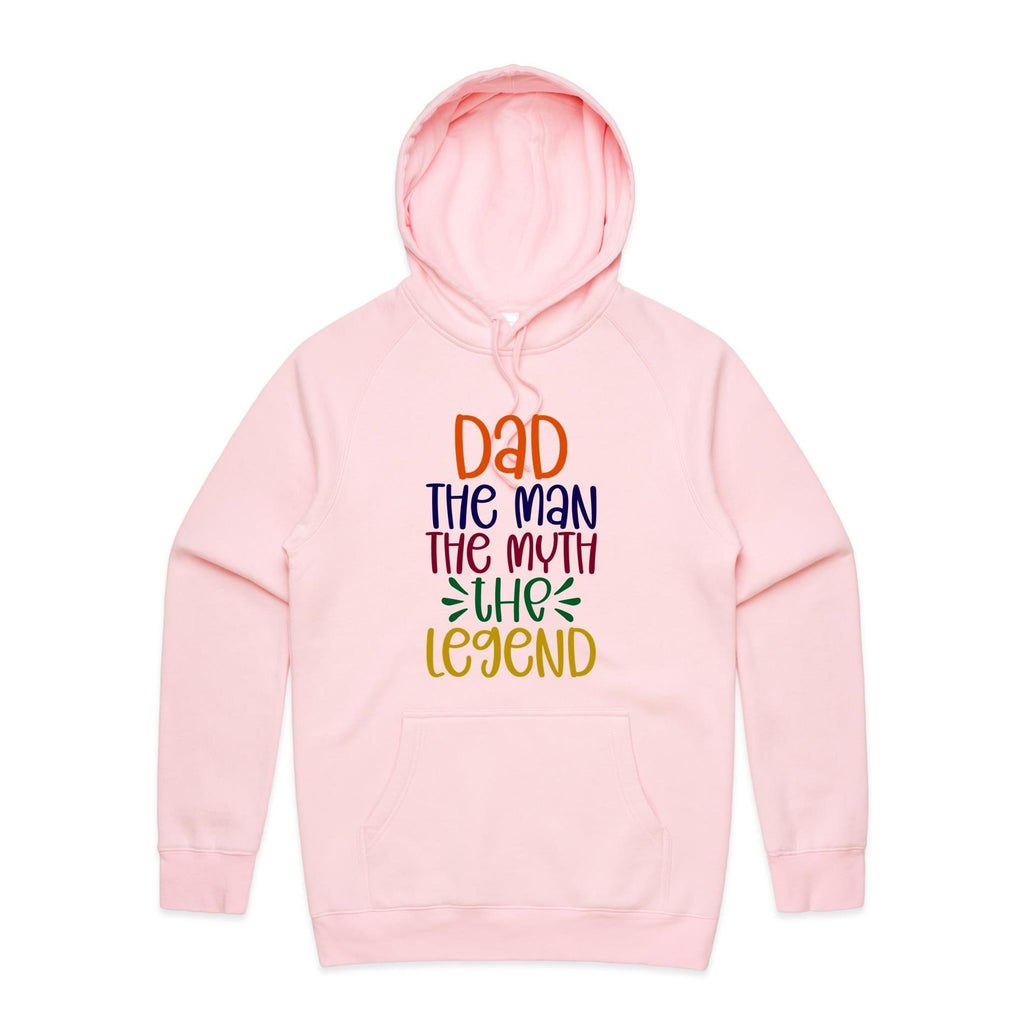 Dad, The Man, The Myth, The Legend - Mens Hoodie Pink Mens Hoodie Dad Printed In Australia
