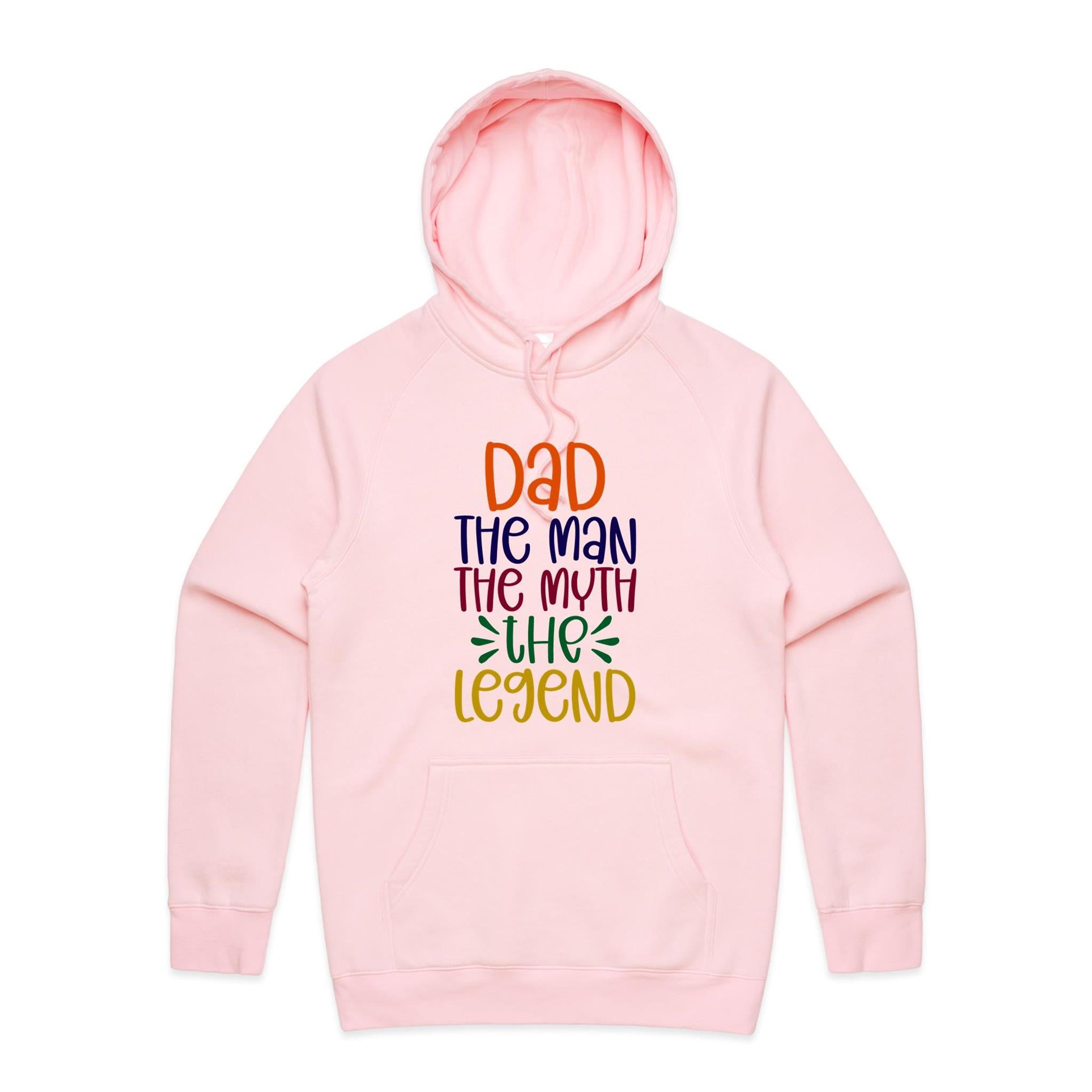 Dad, The Man, The Myth, The Legend - Mens Hoodie Pink Mens Hoodie Dad Printed In Australia