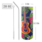 Tropical Ukulele 20oz Tall Skinny Tumbler with Lid and Straw