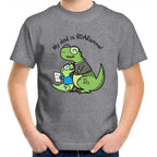 My Dad Is Roarsome, Dinosaur - Kids Youth T-Shirt Grey Marle Kids Youth T-shirt Dad Printed In Australia