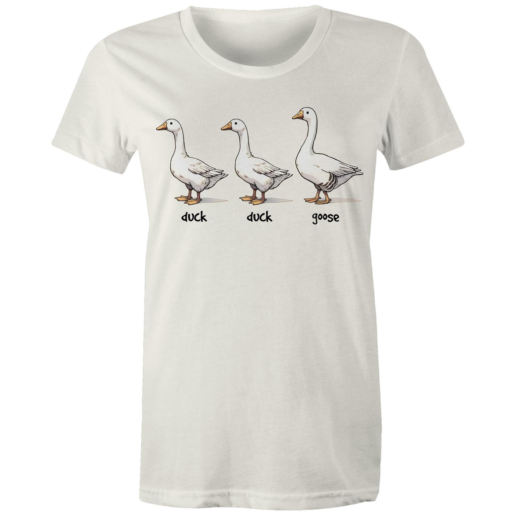 Duck Duck Goose - Womens T-shirt Natural Womens T-shirt animal Games Printed In Australia