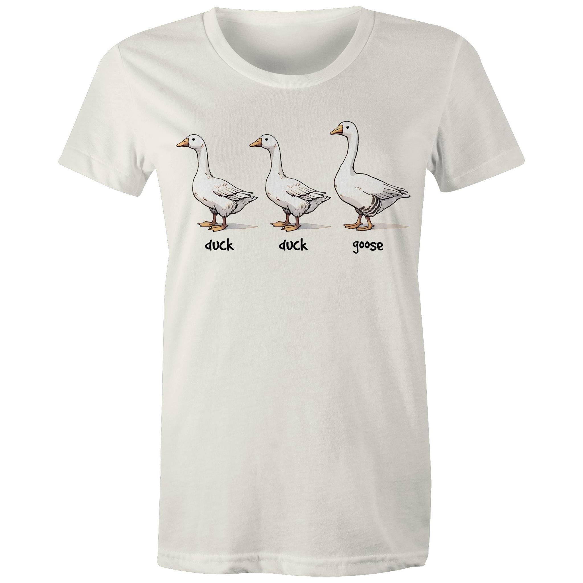 Duck Duck Goose - Womens T-shirt Natural Womens T-shirt animal Games Printed In Australia