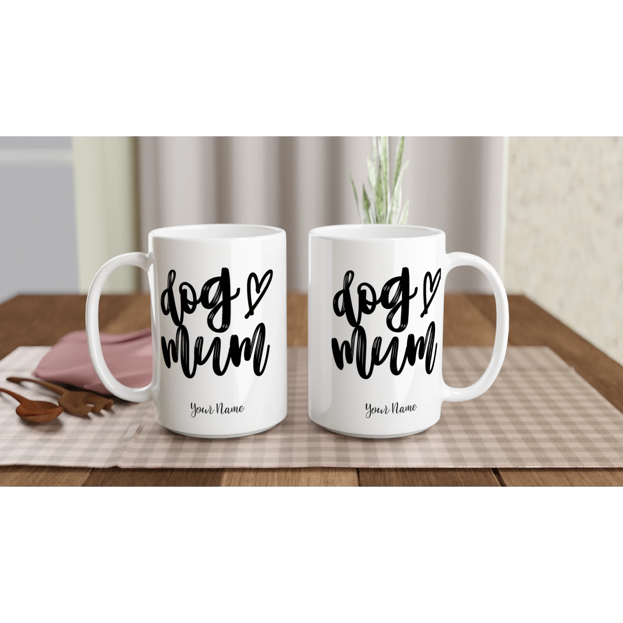 Personalise - Dog Mum - White 15oz Ceramic Mug Personalised 15oz Mug animal customise Globally Fulfilled Mum personalise