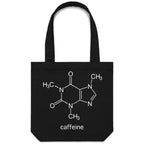 Caffeine Molecule - Canvas Tote Bag Black One Size Tote Bag Coffee Printed In Australia Science
