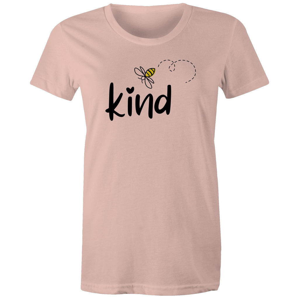 Bee Kind - Womens T-shirt Pale Pink Womens T-shirt Kindness Printed In Australia