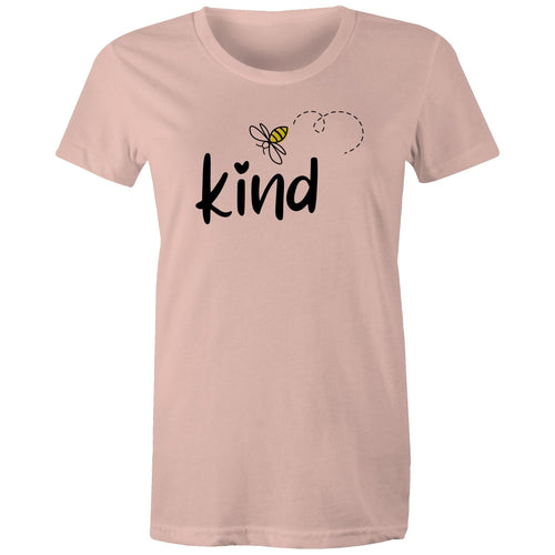 Bee Kind - Womens T-shirt Pale Pink Womens T-shirt Kindness Printed In Australia