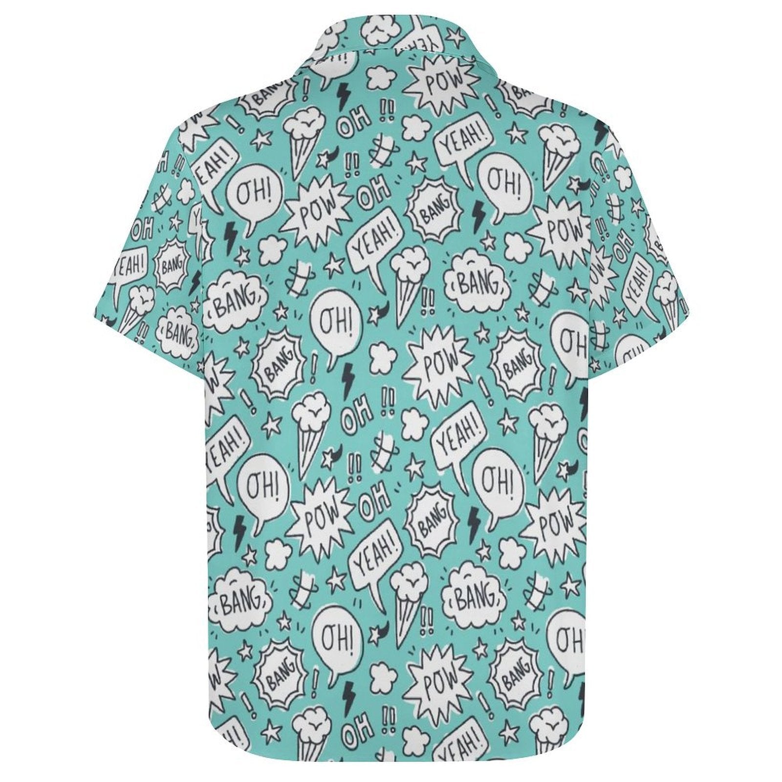 Comic Book Speech Bubbles Women's Short-Sleeve Button Up Shirt comic Printed Offshore