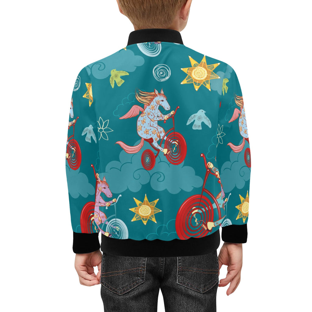 Horses On Bikes Kids Bomber Jacket Kids Bomber Jacket animal Printed Offshore