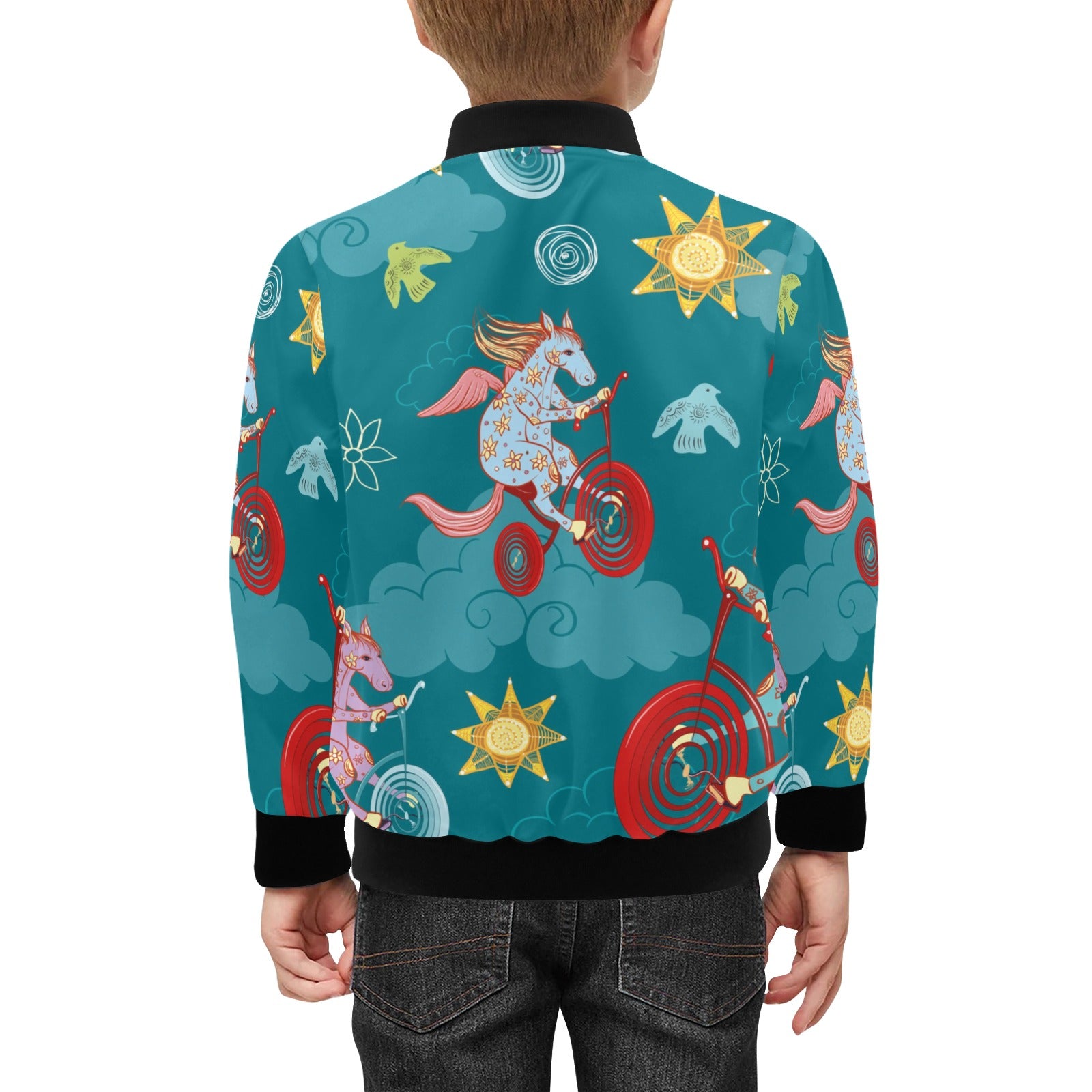 Horses On Bikes Kids Bomber Jacket Kids Bomber Jacket animal Printed Offshore