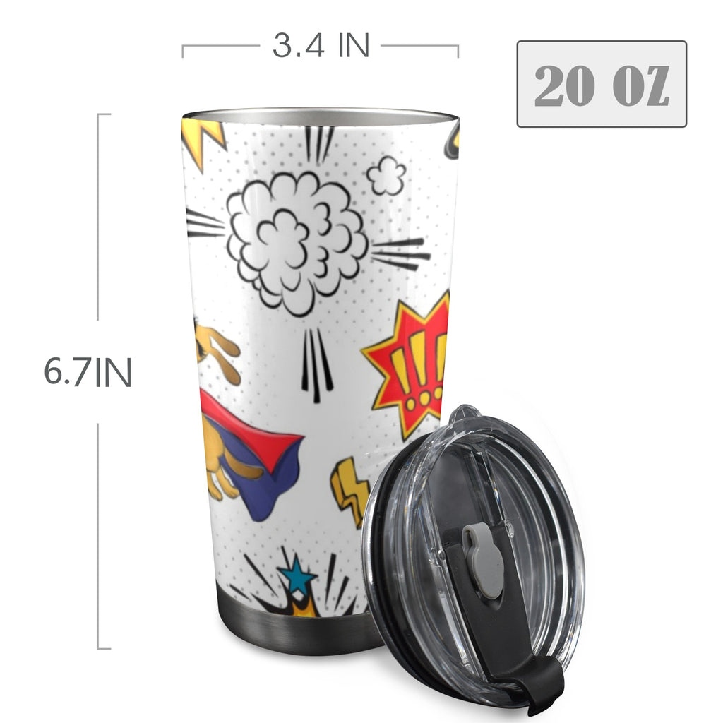 Superdog - 20oz Mobile Tumbler with Lid (Black Lock) 20oz Travel Mug comic Printed Offshore