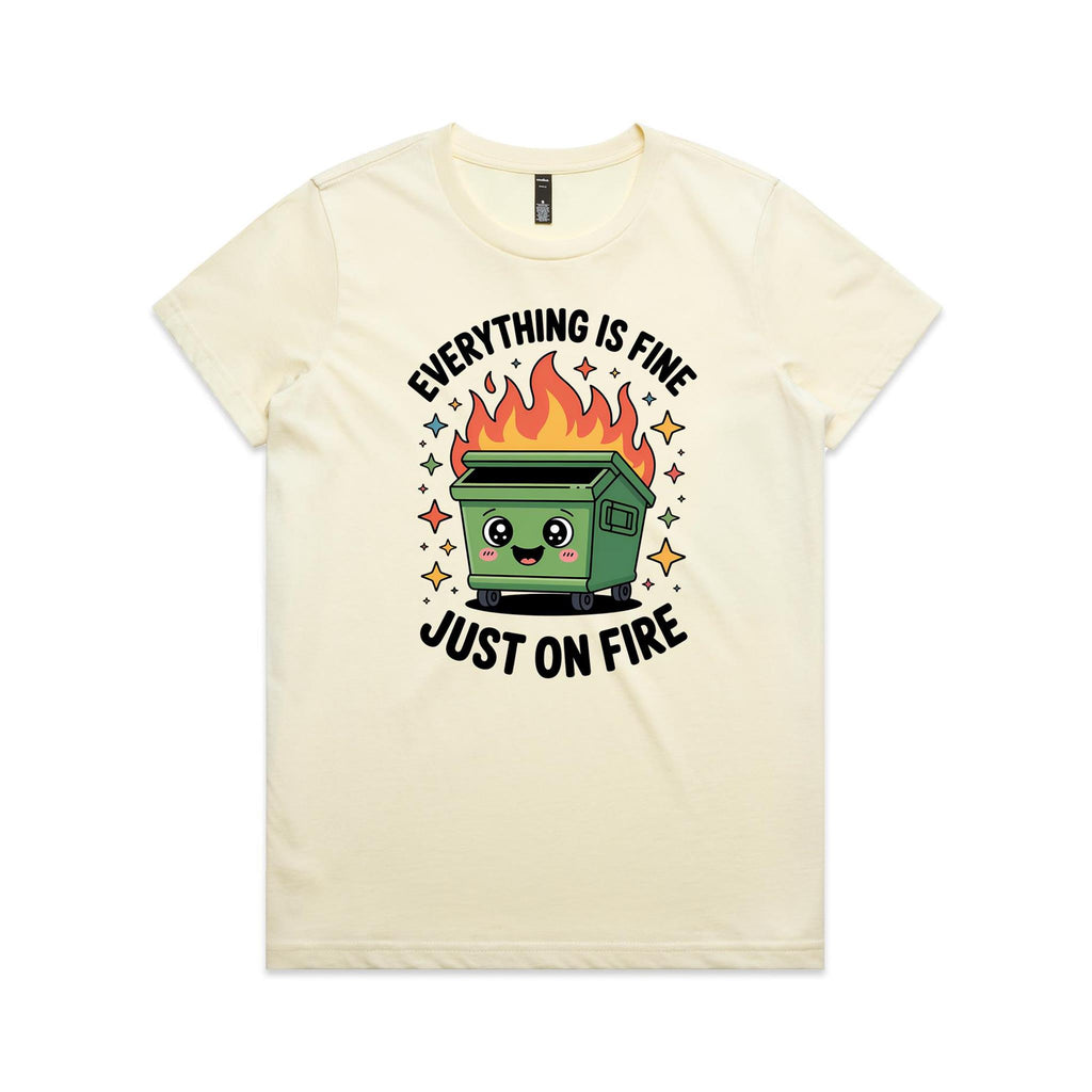 Skip Bin, Dumpster Fire Women's AS Colour T-shirt Butter Womens T-shirt Printed In Australia