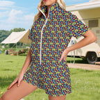 Hippie Caravan Women's Windbreaker Short Set Women's Windbreaker Short Set Printed Offshore Retro