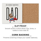 Dad, The Original Superhero - Ceramic Coasters (Square) Ceramic Coasters Dad Printed Offshore