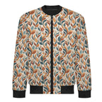 Whimsical Leaf Swirl Men's Casual Zip‑Up Bomber Jacket