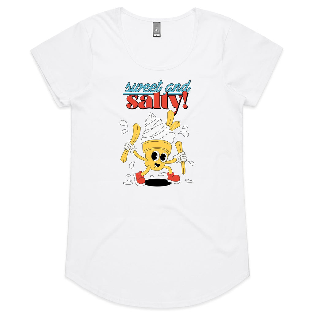 Sweet And Salty, Ice Cream And Fries - Womens Scoop Neck T-Shirt White Womens Scoop Neck T-shirt Food Printed In Australia