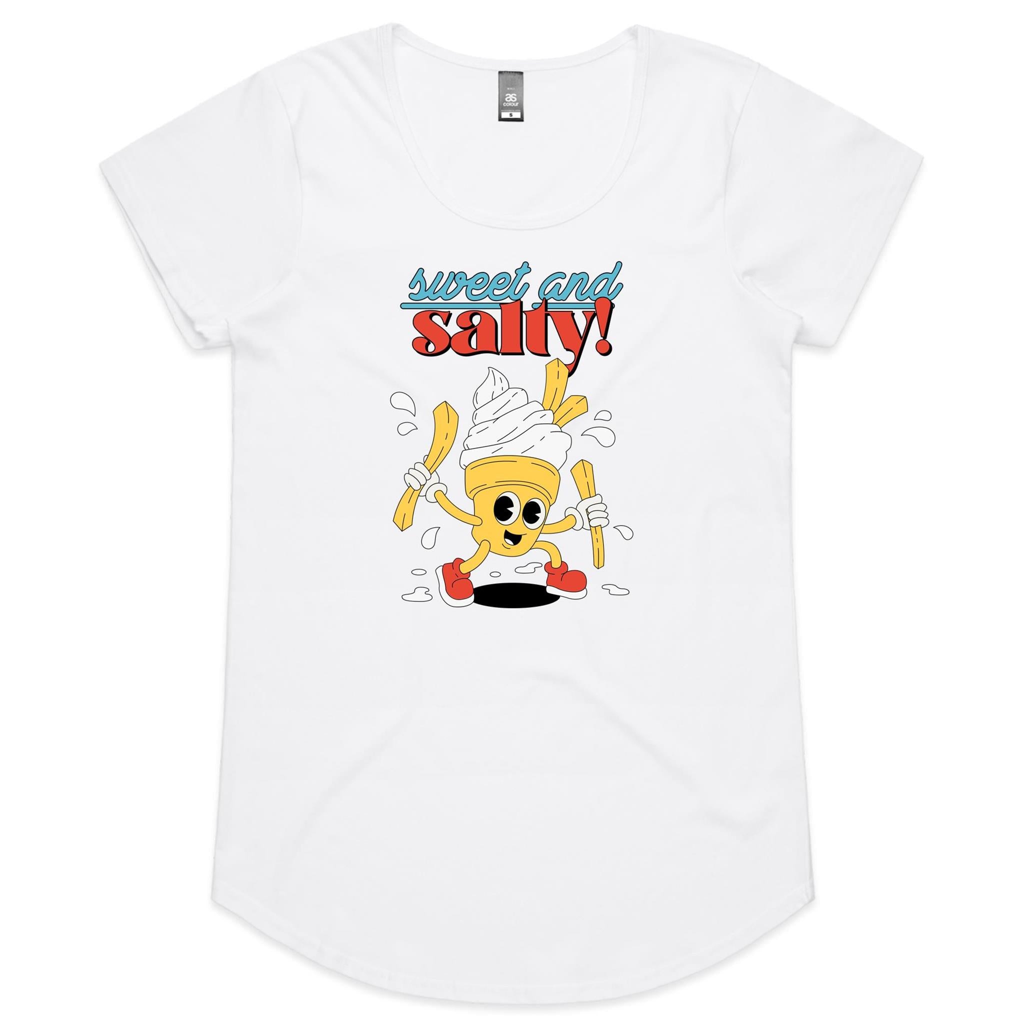 Sweet And Salty, Ice Cream And Fries - Womens Scoop Neck T-Shirt White Womens Scoop Neck T-shirt Food Printed In Australia