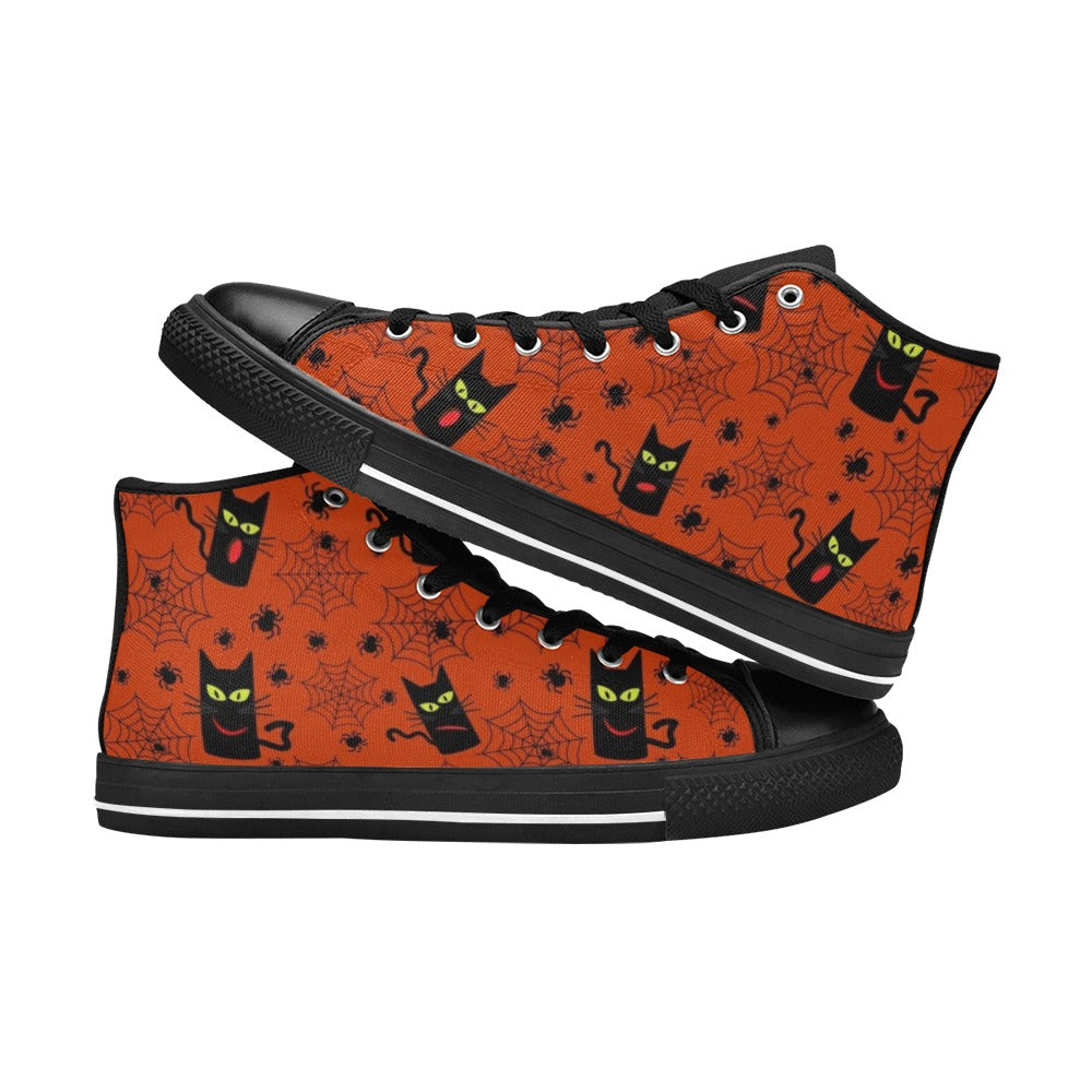 Halloween Black Cats Men's High Top Canvas Shoes Men's Classic High Top Canvas Shoes animal Halloween Printed Offshore