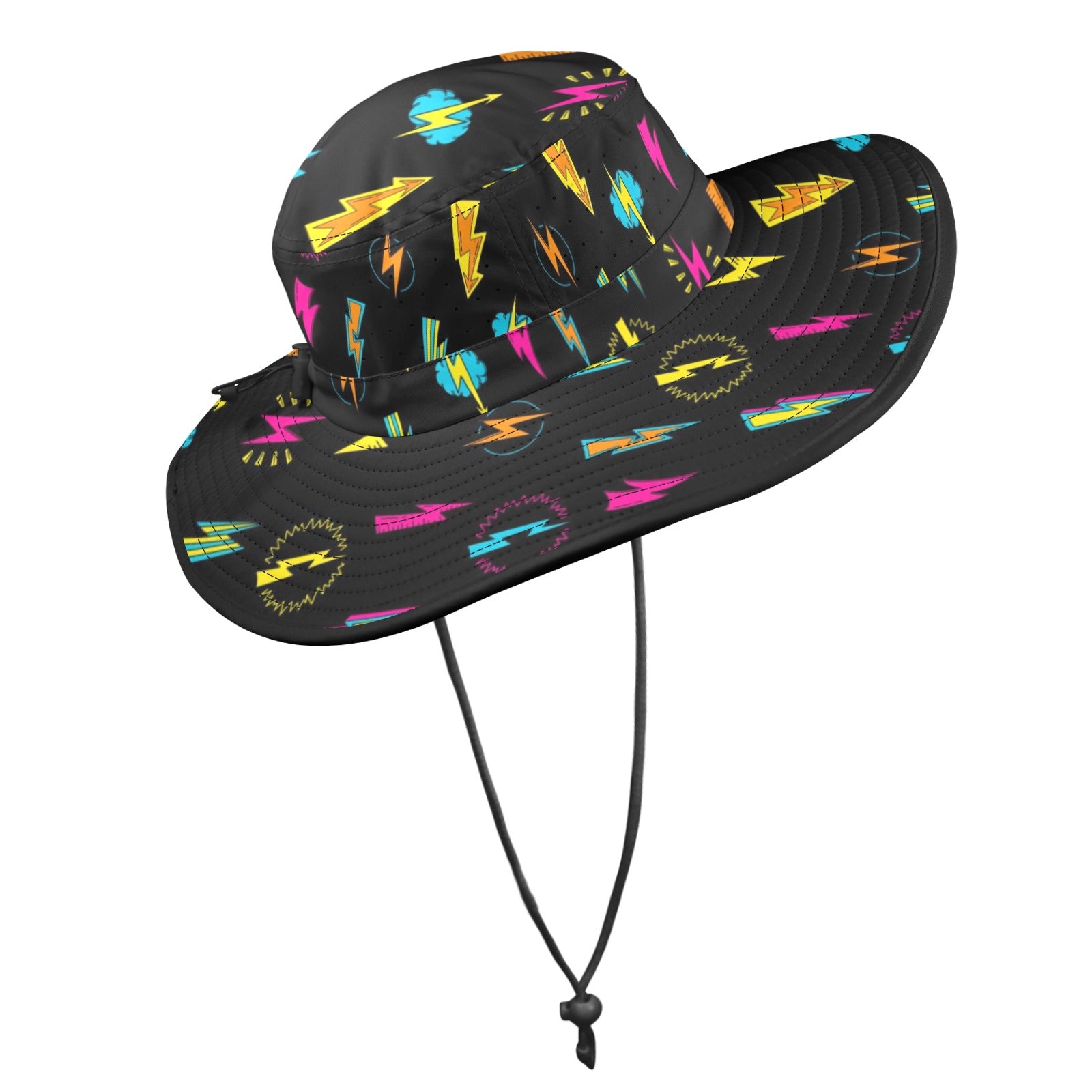 Fun Lightning Wide Brim Bucket Hat Wide Brim Bucket Hat comic Printed Offshore