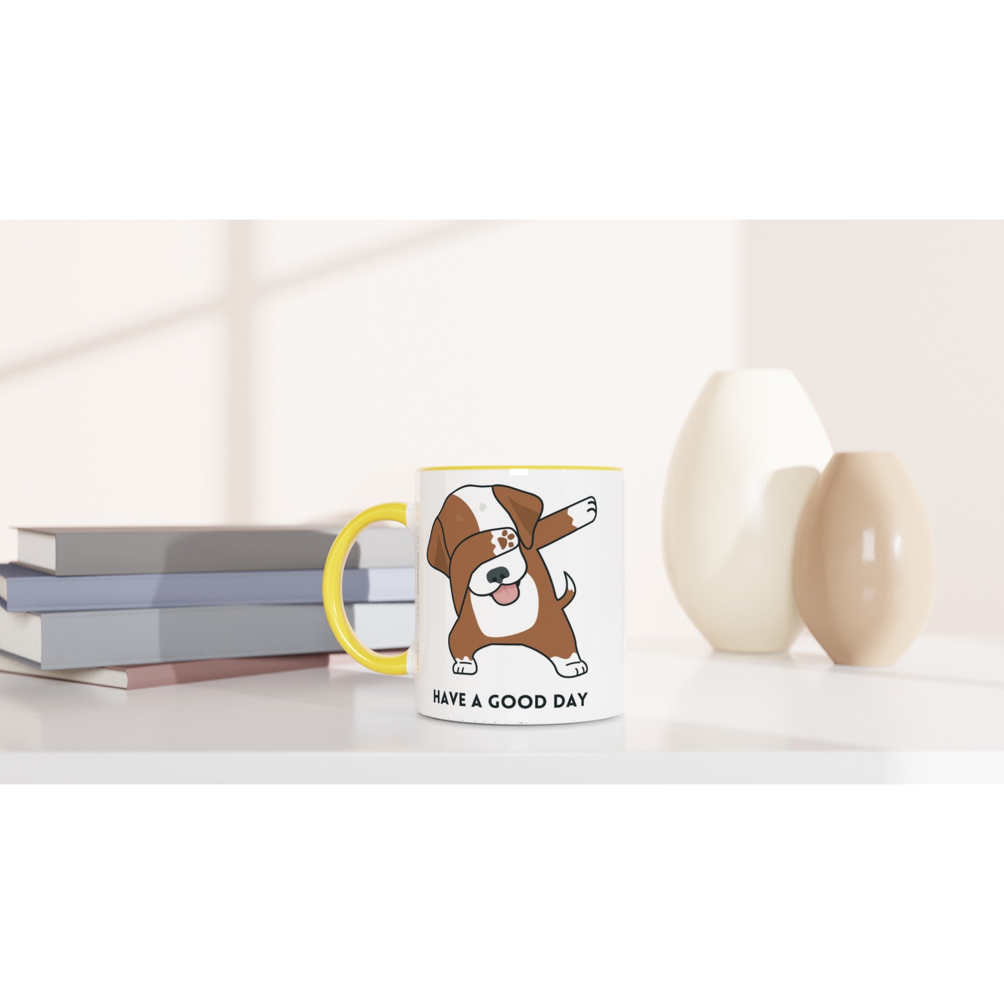 Dab Step Dog - White 11oz Ceramic Mug with Colour Inside Colour 11oz Mug animal Globally Fulfilled