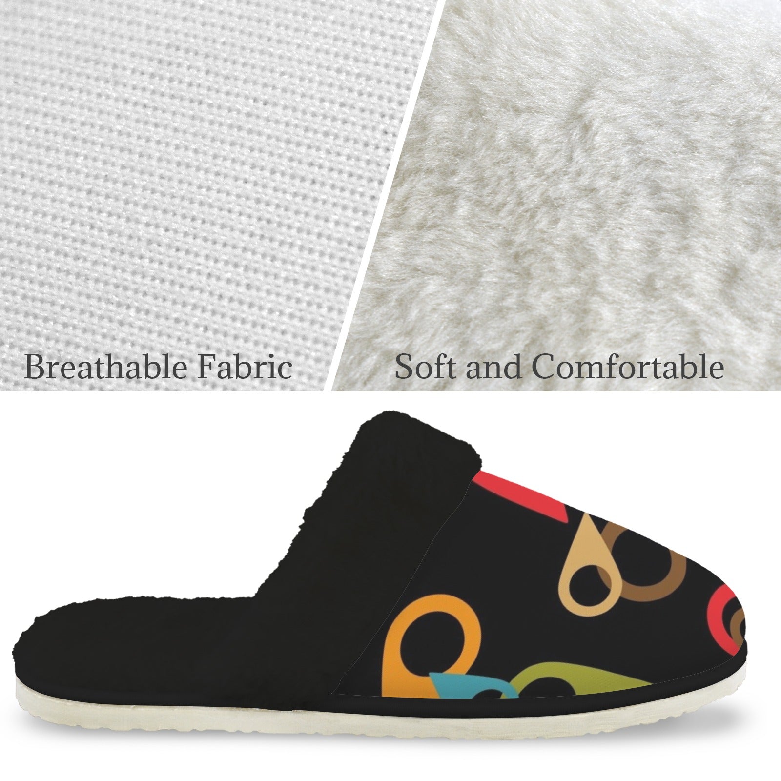 Where Am I Men's Fur Trim Thick-Sole Indoor Slippers Men's Fur Trimmed Slippers Printed Offshore