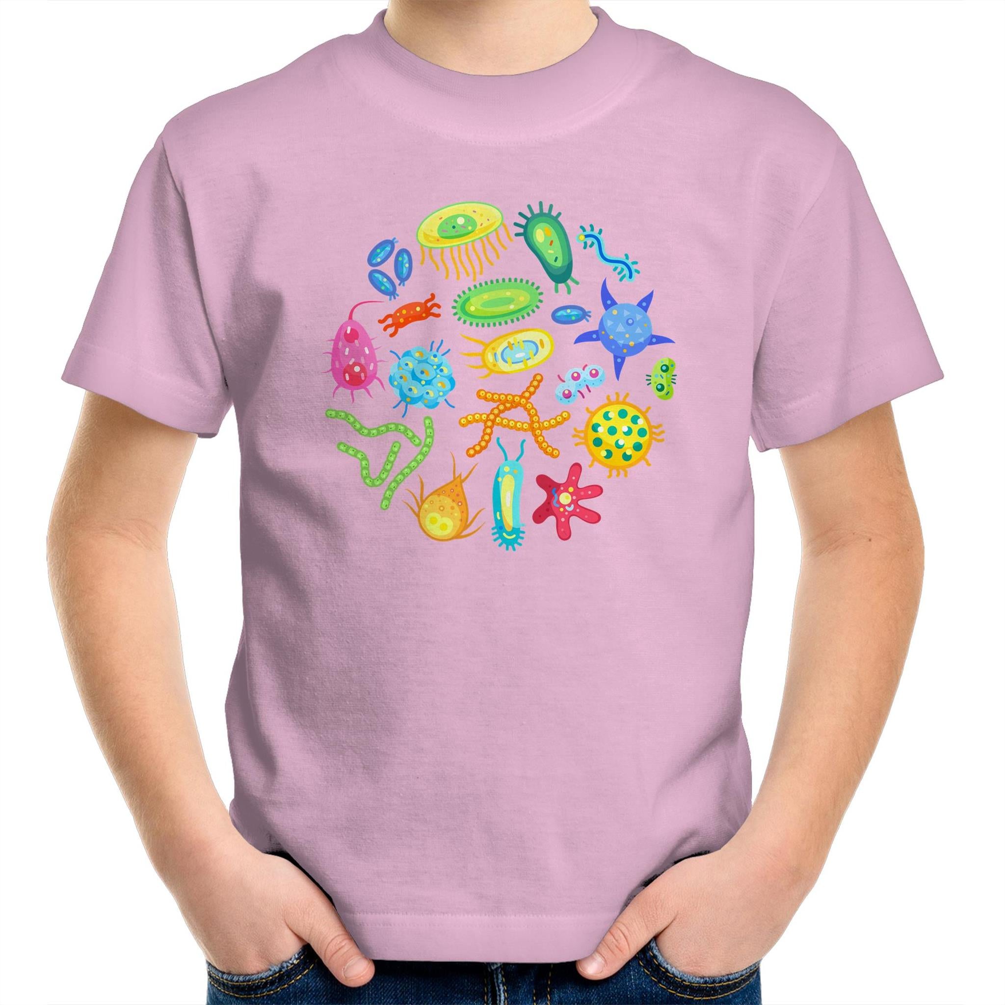 Under The Microscope, Science - Kids Youth T-Shirt Pink Kids Youth T-shirt Printed In Australia Science